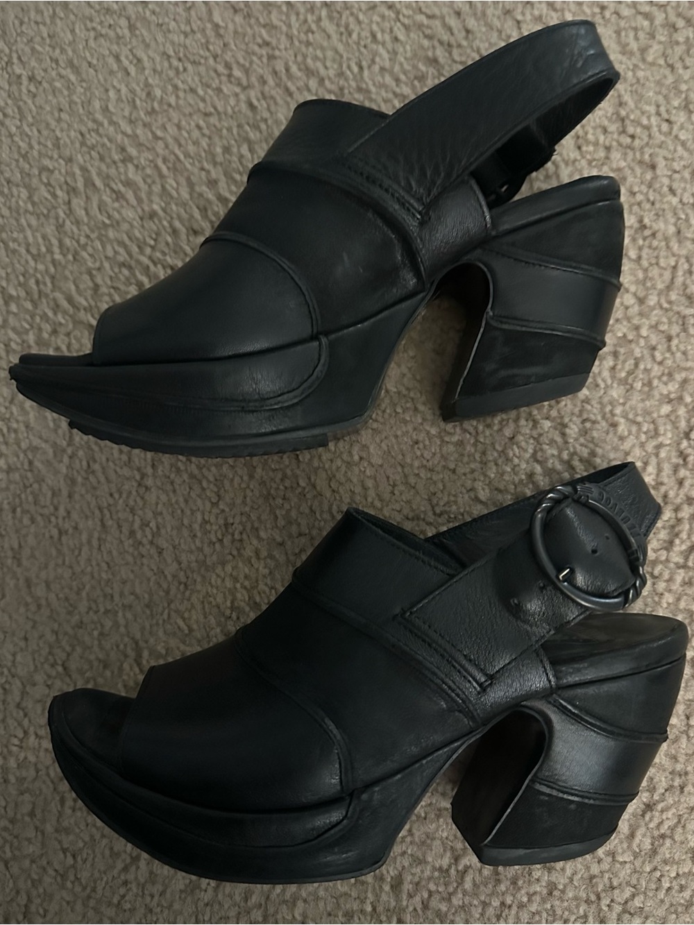 Fluevog Slingback Peep-Toe Platforms